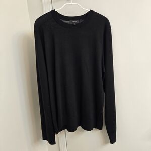 Theory 100% Wool Crewneck Sweater, Black, Men's XL